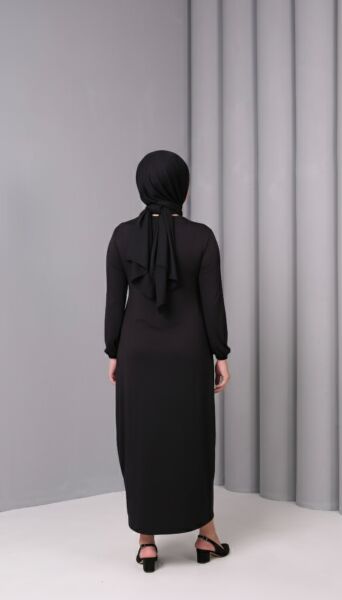 Miral Etnik İşlemeli Cepli Rahat Kalıp Tesettür Elbise