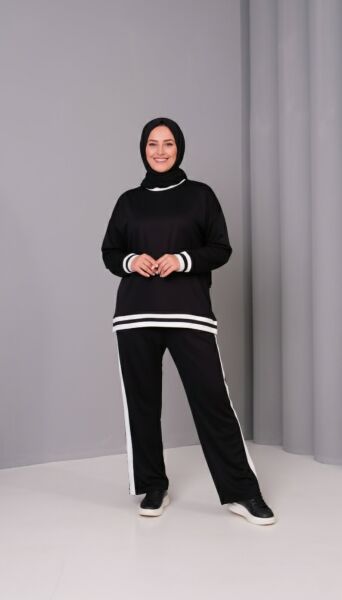 Lina Takım  Şerit Detaylı Rahat Kalıp İkili Spor Takım