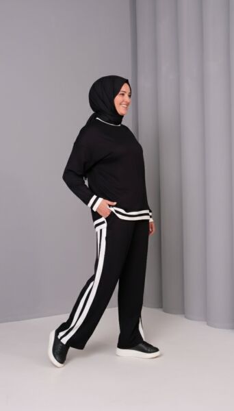 Lina Takım  Şerit Detaylı Rahat Kalıp İkili Spor Takım