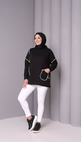 Nira Tunik  Çizgi ve Cep Detaylı Rahat Kalıp