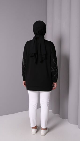Lira Modern Tunik  Taş Desenli Yan Çıtçıt Detaylı
