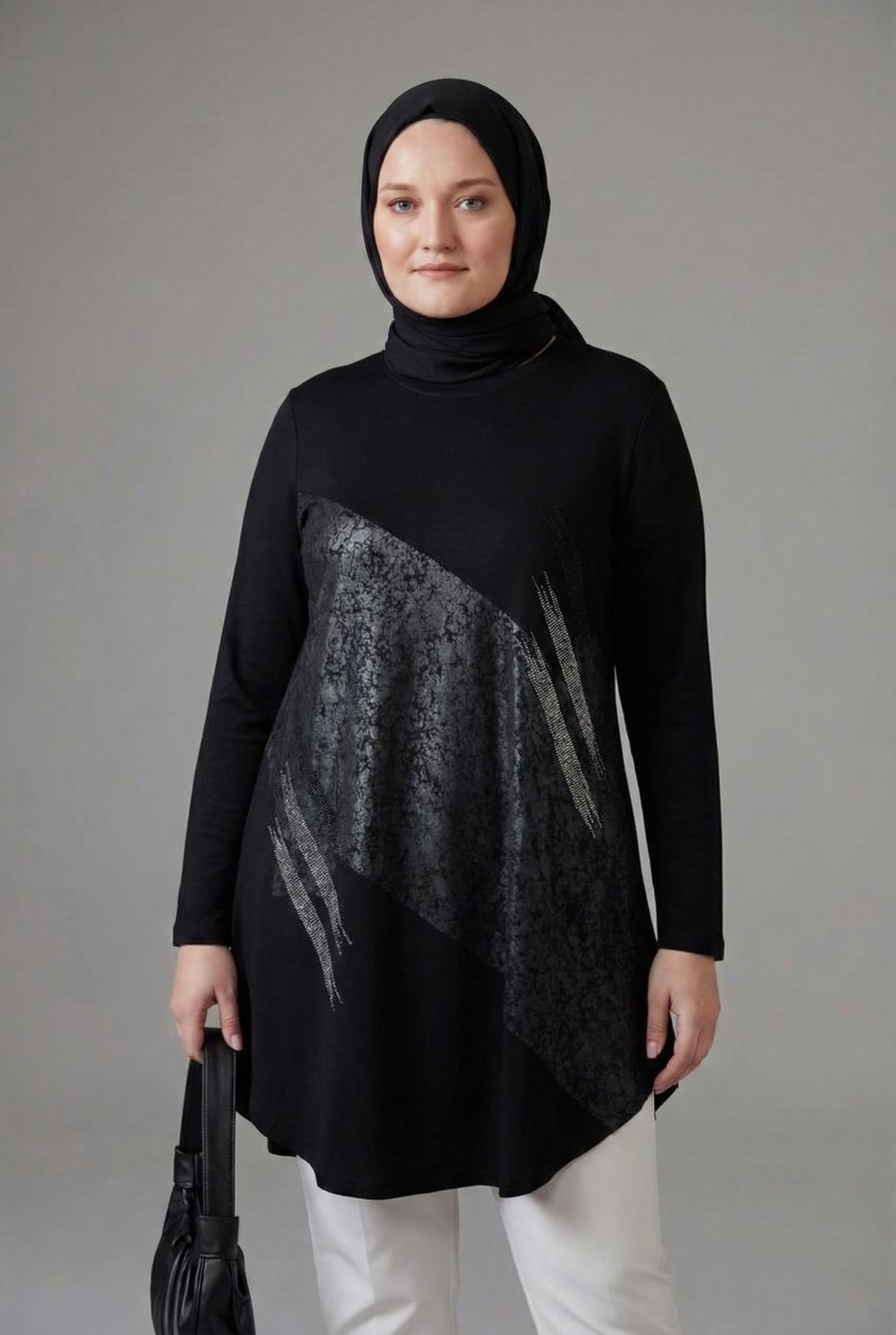 Lavin Asimetrik Desenli Sim Detaylı Tunik