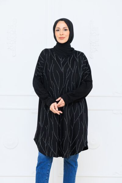 Nefes Taş Detaylı Salaş Büyük Beden Tunik