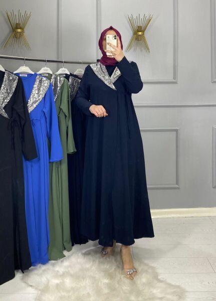 Pul İşlemeli Elbise Kap İkili Takım siyah - 48-50