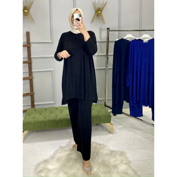 İnci Detaylı Bayan Tesettür Sandy Takım camel - 54