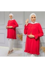 Fırfır Detaylı Bayan Tesettür Tunik Pantolon Takım